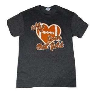 Delta Pro Weight Graphic T Shirt Womens Medium Gray Football Heart Tee NEW